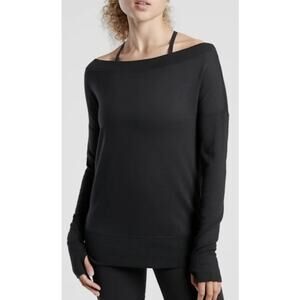 Cozy Athleta Black Long Sleeve Beyond Soft Barre Sweatshirt